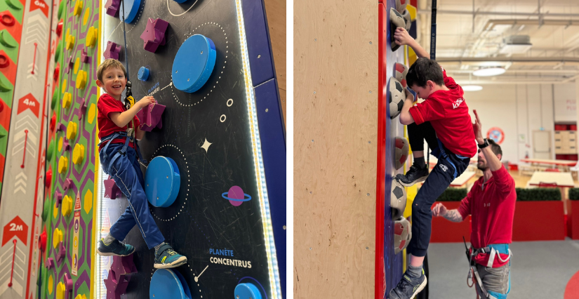 Enfants heureux à l'escalade chez Hapik