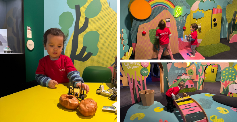 Enfants de 2 à 6 ans qui profitent de l'exposition "petit pas sur la lune"