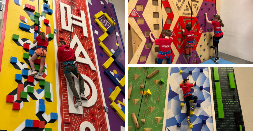 Enfants de 4 à 12 ans qui testent l'escalade chez Hapik