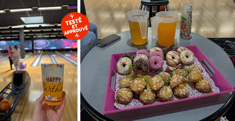 Goûter d'anniversaire de Bowlcenter Orgeval : chouquettes, donut's, bonbons et boissons pour enfants