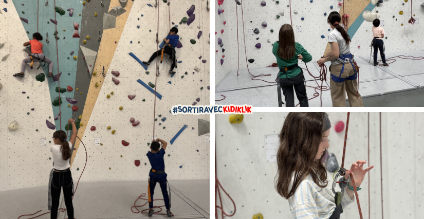 Enfants grimpants sur les voies de Climb Up Aubervilliers