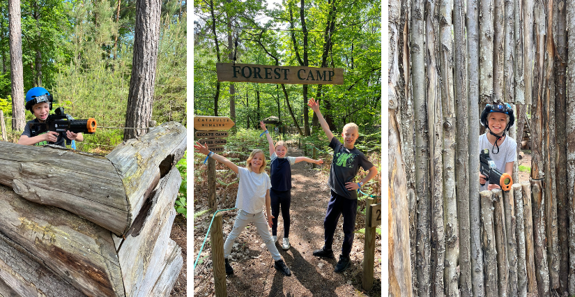 Ados profitant du Forest Camp dans le parc Aventure Floreval