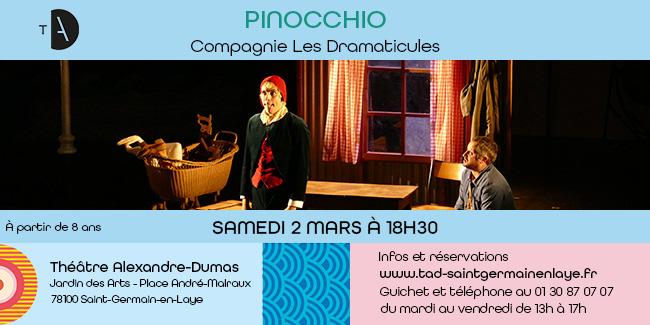 Pinocchio, théâtre en famille au TAD, Saint-Germain-en-Laye (78)