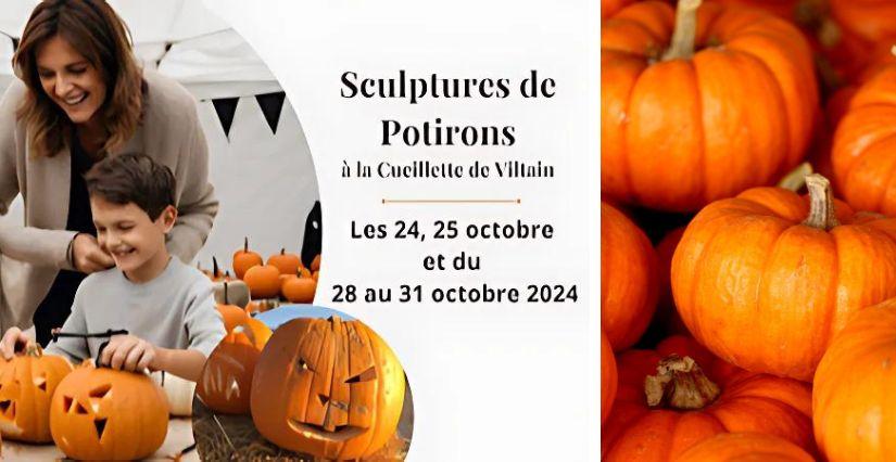 Ateliers sculpture de potirons pour Halloween à la Ferme de Viltain (78)