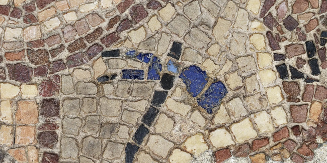 Mosaïque des quatre saisons (fragment) - Saint Romain en Gal (Rhône) - Début IIIe siècle après J.-C. © MAN/Valorie gô "La mosaïque en Gaule romaine", atelier enfant au musée d'Archéologie nationale, Saint-Germain-en-Laye (78)