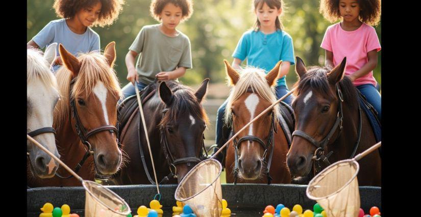 Pêche aux canards à poney pour les enfants au Domaine de Dampierre-en-Yvelines