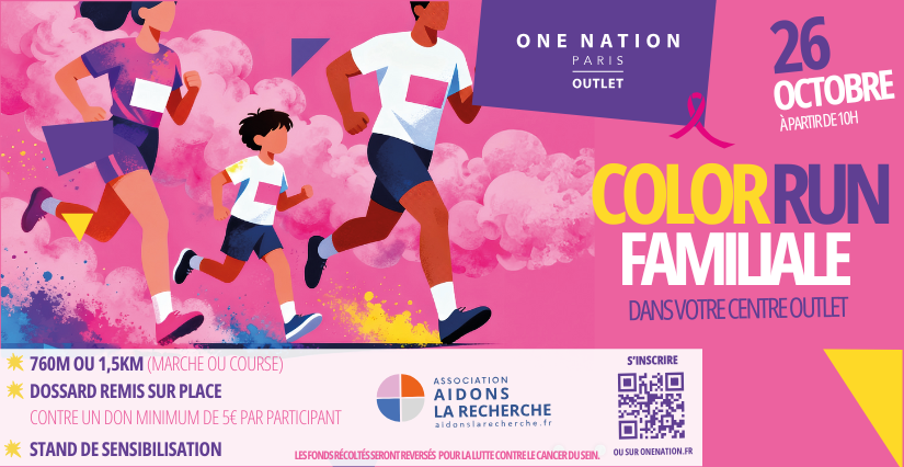 Color Run en famille pour Octobre Rose à One Nation Paris Outlet (78)