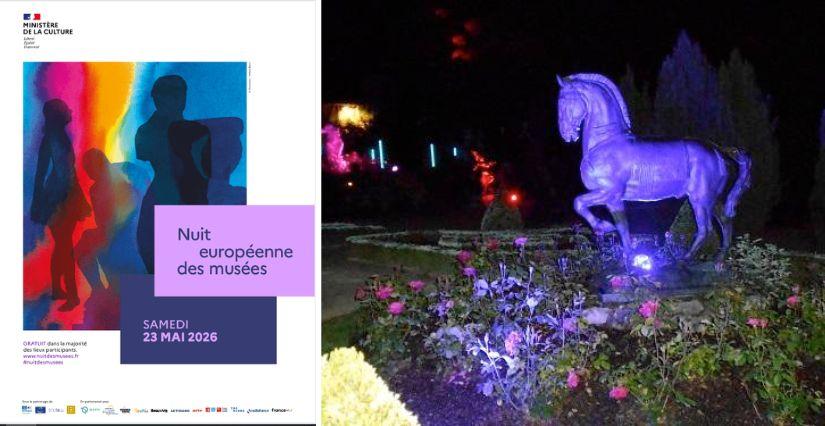 Sculpture en bronze illuminée pour la nuit des musées au Musée-jardin Bourdelle en Seine-et-Marne