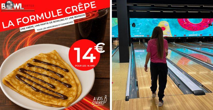 Bowlcenter Orgeval : offre formule crêpe + boisson + bowling pour les enfants et ados